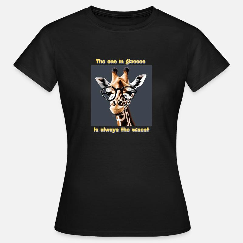 Wise Giraffe with Smart Glasses - Women's T-Shirt - black