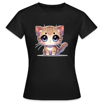 Anime Kätzchen - Frauen T-Shirt - Schwarz - Vorne - AI Model Female 172 dark (172cm)