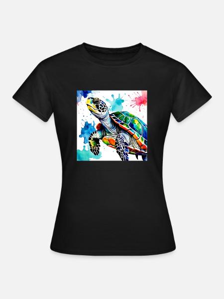 Schildkröte Farbig - Frauen T-Shirt - Schwarz