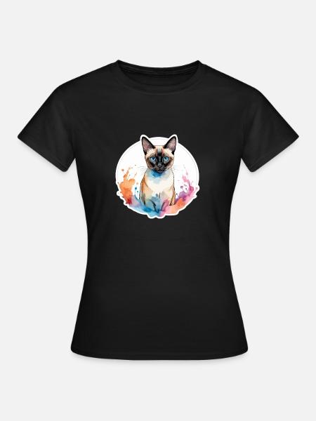 Siamkatze Wasserfarben - Frauen T-Shirt - Schwarz