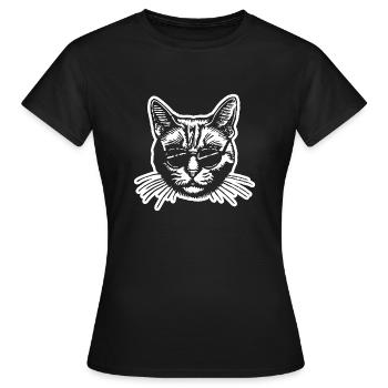 Chat Chats Chat Dame Chat Amoureux Chat Visage - T-shirt Femme - noir - Devant - AI Model Female 172 dark (172cm)