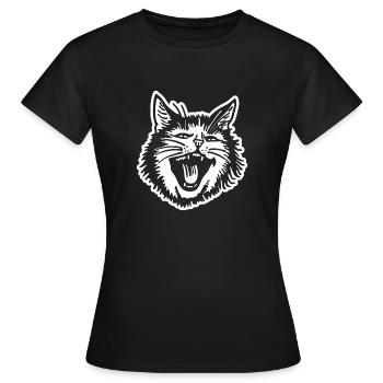 Chat Chats Chat Dame Chat Amoureux Chat Visage - T-shirt Femme - noir - Devant - AI Model Female 172 dark (172cm)