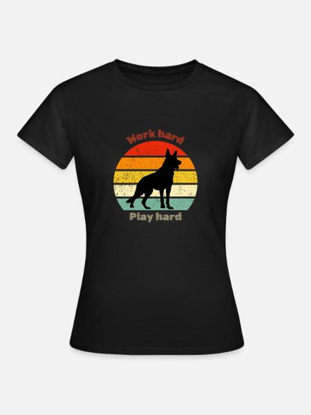 Retro German Shepherd - Frauen T-Shirt - Schwarz