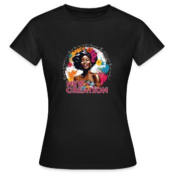 New Creation Milas Christian Streetwear - Frauen T-Shirt - Schwarz - Vorne - AI Model Female 172 dark (172cm)