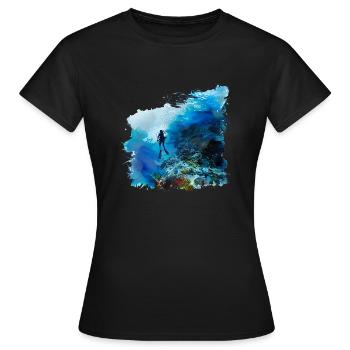 Vol à voile en apesanteur pendant la plongée - T-shirt Femme - noir - Devant - AI Model Female 172 dark (172cm)