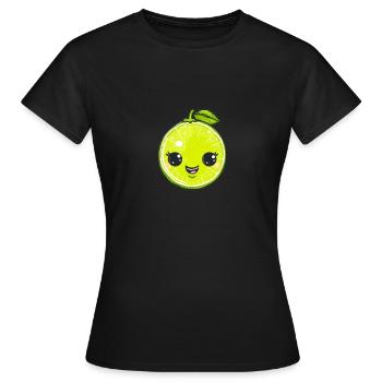 Citron vert heureux dans le style de dessin animé vert - T-shirt Femme - noir - Devant - AI Model Female 172 dark (172cm)