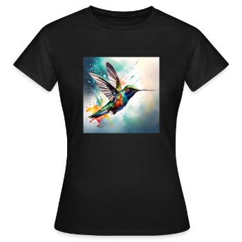 Kolibri farbig - Frauen T-Shirt - Schwarz - Vorne - AI Model Female 172 dark (172cm)