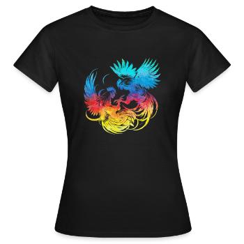 Hahn tup Kampf Tier isoliert buntes Huhn - Frauen T-Shirt - Schwarz - Vorne - AI Model Female 172 dark (172cm)
