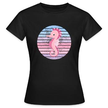 Seepferdchen - Frauen T-Shirt - Schwarz - Vorne - AI Model Female 172 dark (172cm)