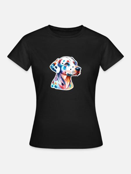 Dalmatiner Wasserfarben - Frauen T-Shirt - Schwarz
