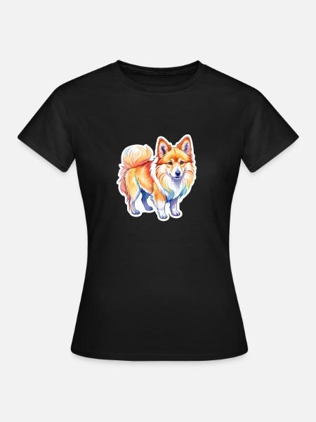 Islandhund Wasserfarben - Frauen T-Shirt - Schwarz