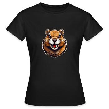Wild angry animal pugnacious combative gopher - Women's T-Shirt - black - Front - AI Model Female 172 dark (172cm)