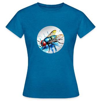 Fliege rund - Frauen T-Shirt - Antikblaues Saphir meliert - Vorne - AI Model Female 172 dark (172cm)