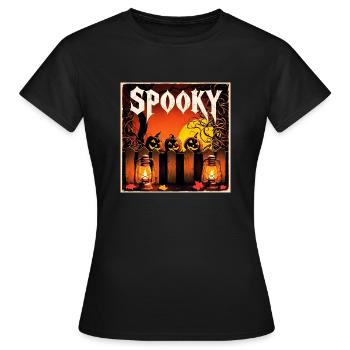 citrouilles et lanternes effrayantes d’Halloween - T-shirt Femme - noir - Devant - AI Model Female 172 dark (172cm)
