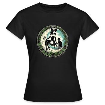 Pin-up Sorcière - T-shirt Femme - noir - Devant - AI Model Female 172 dark (172cm)
