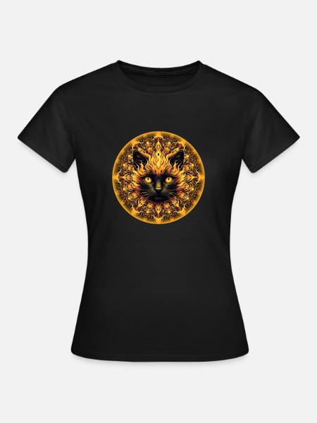 Inferno Kitty Mandala - Frauen T-Shirt - Schwarz