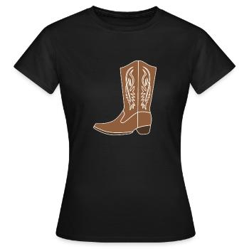 Cowboystiefel - Frauen T-Shirt - Schwarz - Vorne - AI Model Female 172 dark (172cm)