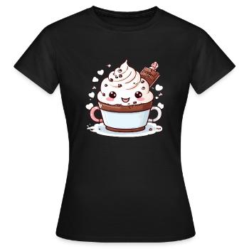 Charmanter Kakao-Begleiter - Frauen T-Shirt - Schwarz - Vorne - AI Model Female 172 dark (172cm)
