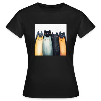 Chats souriants - T-shirt Femme - noir - Devant - AI Model Female 172 dark (172cm)