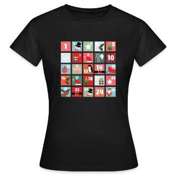 Calendrier de l’Avent Noël - T-shirt Femme - noir - Devant - AI Model Female 172 dark (172cm)
