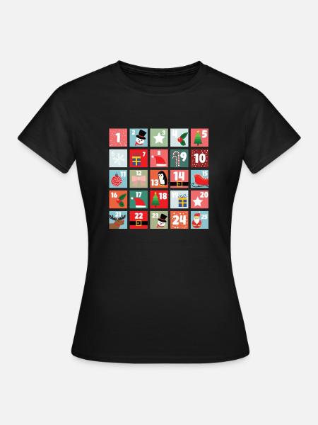 Festlicher Adventskalender Weihnachten - Frauen T-Shirt - Schwarz