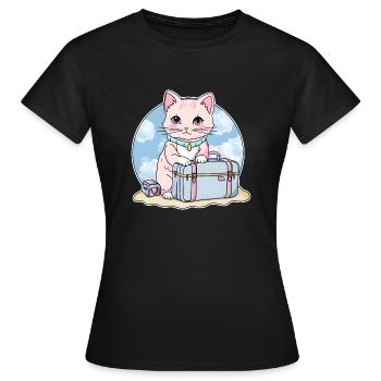 Kitty auf Reisen - Frauen T-Shirt - Schwarz - Vorne - AI Model Female 172 dark (172cm)
