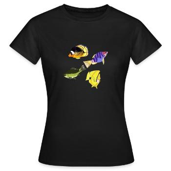 Verschiedene Fische - Frauen T-Shirt - Schwarz - Vorne - AI Model Female 172 dark (172cm)