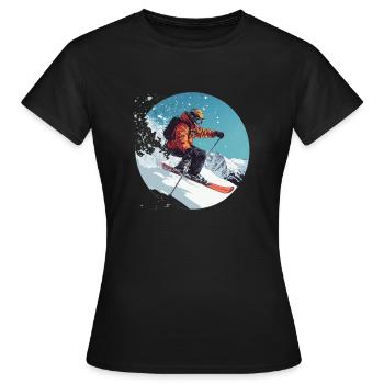 Pulverschnee und Action: Spüre die Winterfreiheit! - Frauen T-Shirt - Schwarz - Vorne - AI Model Female 172 dark (172cm)