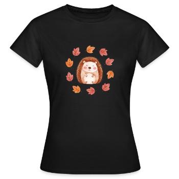 Hérisson doux au feuillage d’automne - Cosy - T-shirt Femme - noir - Devant - AI Model Female 172 dark (172cm)