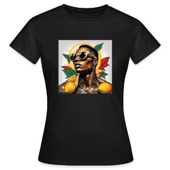 MANGO TRIBE - Frauen T-Shirt - Schwarz - Vorne - AI Model Female 172 dark (172cm)