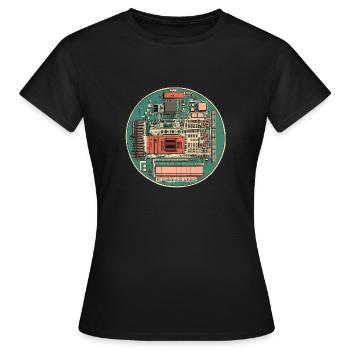 Schaltkreise der Vergangenheit:Tech im Detail! - Frauen T-Shirt - Schwarz - Vorne - AI Model Female 172 dark (172cm)