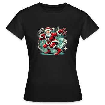 Père Noël dansant Twist Cadeau secret du Père Noël - T-shirt Femme - noir - Devant - AI Model Female 172 dark (172cm)