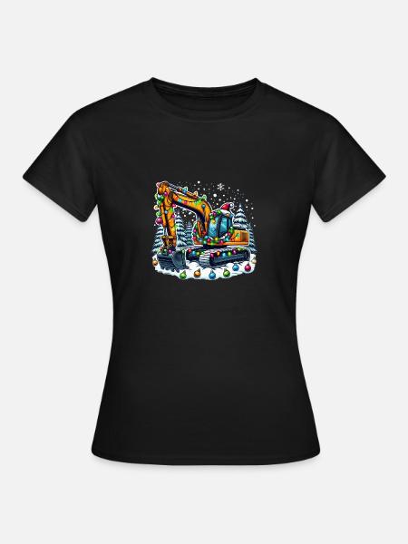 Baggerfahrer Bagger Baustelle Weihnachten - Frauen T-Shirt - Schwarz