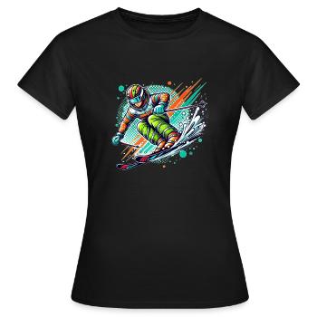 ski abfahrt - Frauen T-Shirt - Schwarz - Vorne - AI Model Female 172 dark (172cm)