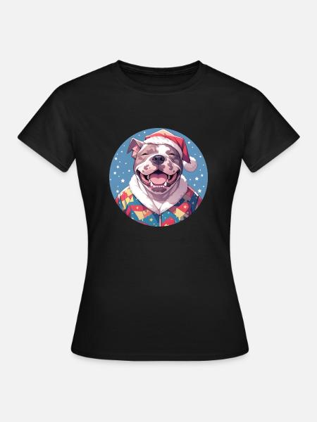 Kerstmotief met een Staffy - Vrouwen T-shirt - zwart