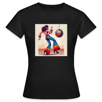 Discothèque rétro - T-shirt Femme - noir - Devant - AI Model Female 172 dark (172cm)