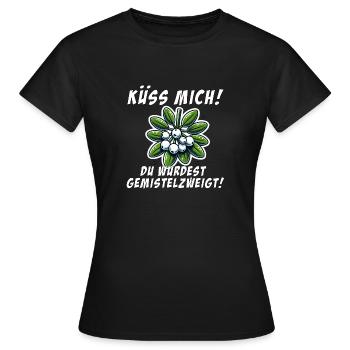 Küss mich Weihnachtsspruch Mistelzweig - Frauen T-Shirt - Schwarz - Vorne - AI Model Female 172 dark (172cm)