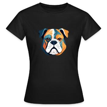 Englische Bulldogge Vektorkunst mit lebendigen Farben - Frauen T-Shirt - Schwarz - Vorne - AI Model Female 172 dark (172cm)