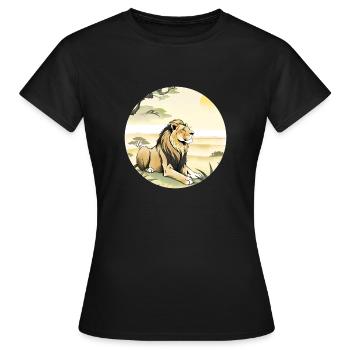 Ein Löwe in der Savanne - Frauen T-Shirt - Schwarz - Vorne - AI Model Female 172 dark (172cm)