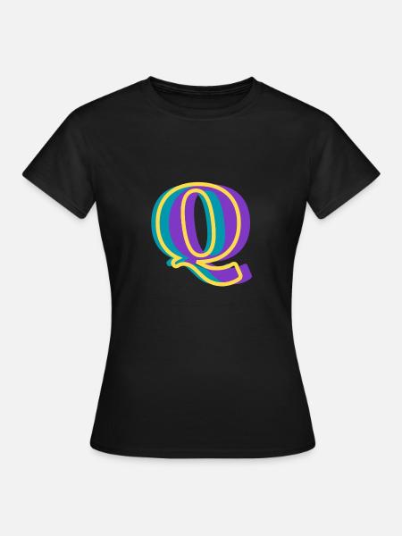 Mehrfarbiger Buchstabe q - Frauen T-Shirt - Schwarz