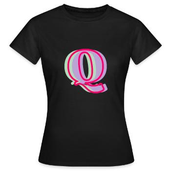 Multi-coloured letter q - Women's T-Shirt - black - Front - AI Model Female 172 dark (172cm)