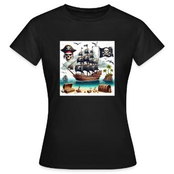 Pirat - Frauen T-Shirt - Schwarz - Vorne - AI Model Female 172 dark (172cm)