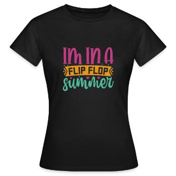 Im In A Flip Flop Sommer - Frauen T-Shirt - Schwarz - Vorne - AI Model Female 172 dark (172cm)