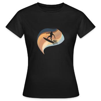 Surfbrett Surfboard Surfergirl - Frauen T-Shirt - Schwarz - Vorne - AI Model Female 172 dark (172cm)