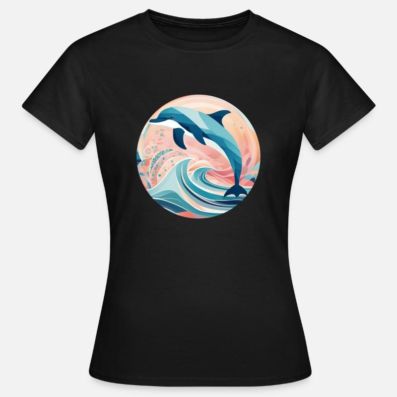 Geometric Dolphin Gift Geometry - Women's T-Shirt - black