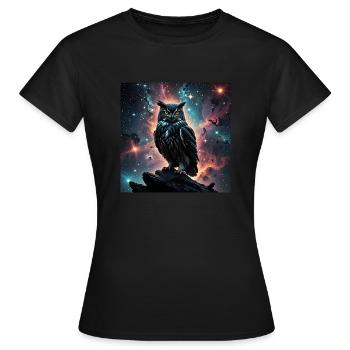 Hibou mystique de l’Illumination - T-shirt Femme - noir - Devant - AI Model Female 172 dark (172cm)