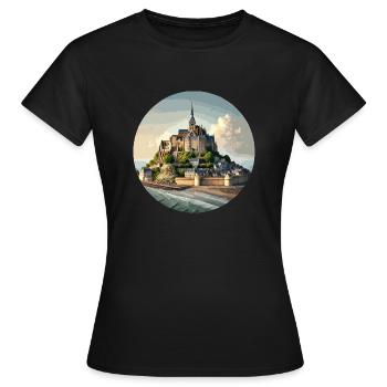 Mont Saint Michel, Normandie - Frauen T-Shirt - Schwarz - Vorne - AI Model Female 172 dark (172cm)
