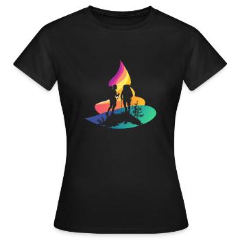 Wandern Trekker Gipfel - Frauen T-Shirt - Schwarz - Vorne - AI Model Female 172 dark (172cm)