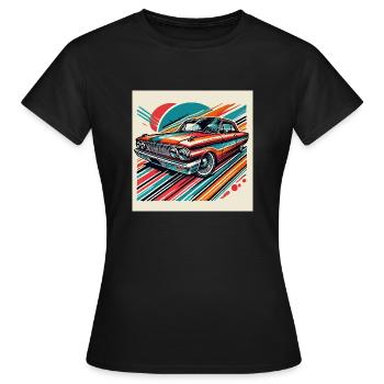 Retro classic car - Women's T-Shirt - black - Front - AI Model Female 172 dark (172cm)