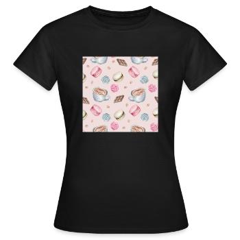 Motifs pour le café et les sucreries Café et sucré - T-shirt Femme - noir - Devant - AI Model Female 172 dark (172cm)